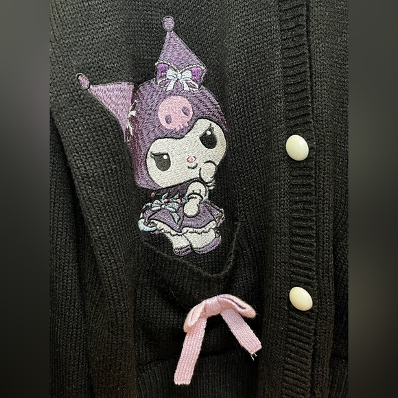 Hot Topic Kuromi Dress-Up Collar Cardigan Size M Black Deadstock - Picture 7 of 10
